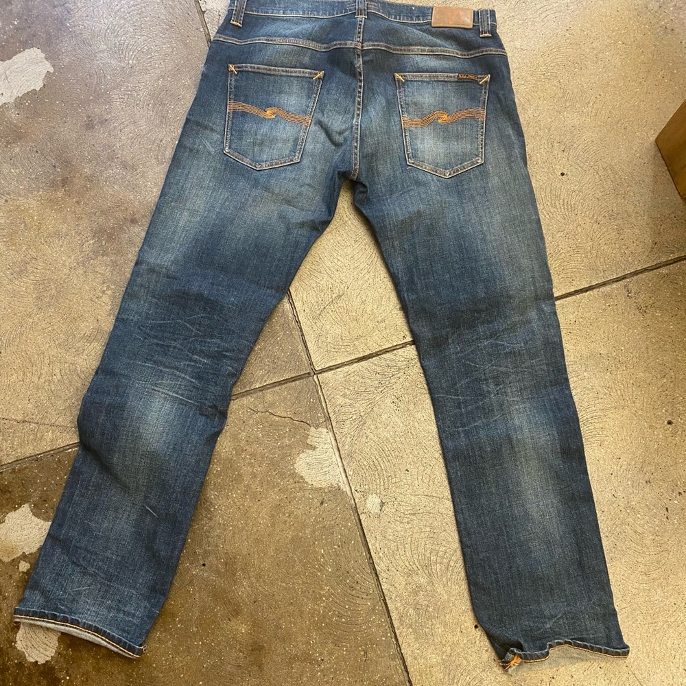 Nudie Jeans Men Slim Blue Denim Jeans